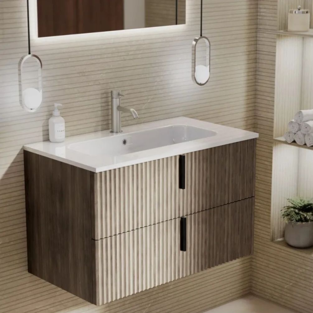 Lifestyle image of Marlow Rockford 800mm Wall-Hung Vanity Unit & Gloss White Basin